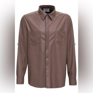NANUSHKA Declan Faux Leather Shirt in Mauve Grey Size Small  (NWT) Retail $495